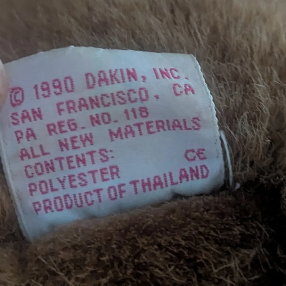 Dakin Vintage 1990's Brown Teddy Bear with Cream Bow